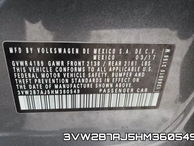 3VW2B7AJ5HM360549 фото 2