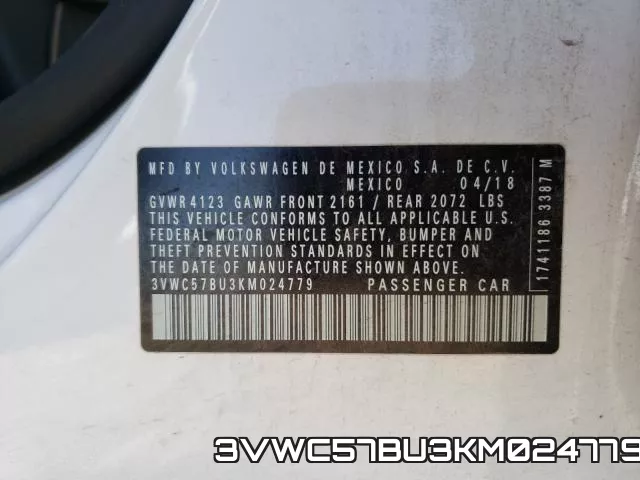 3VWC57BU3KM024779 фото 2