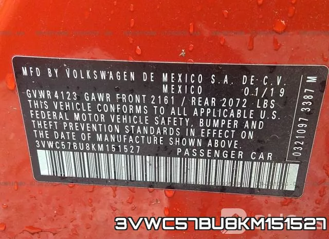 3VWC57BU8KM151527 фото 8