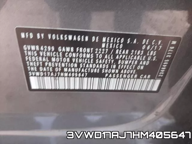 3VWD17AJ7HM405647 фото 2