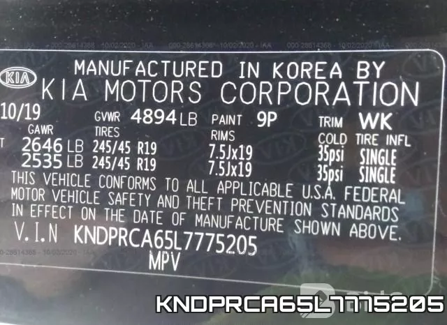 KNDPRCA65L7775205 фото 10