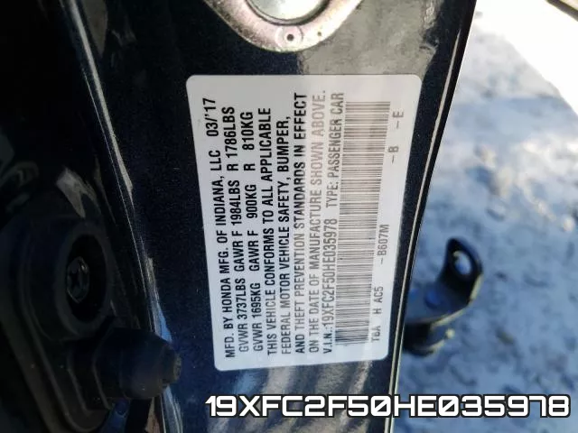 19XFC2F50HE035978 фото 2