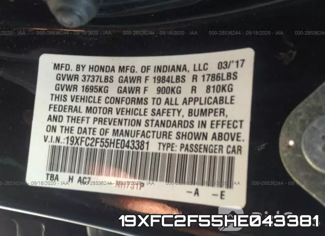 19XFC2F55HE043381 фото 10