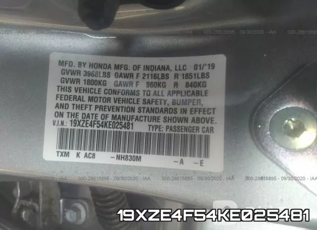 19XZE4F54KE025481 фото 10