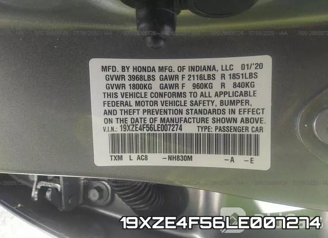 19XZE4F56LE007274 фото 9