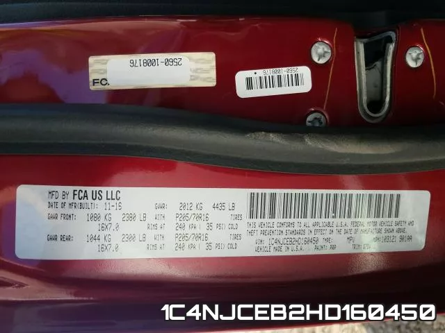 1C4NJCEB2HD160450 фото 2