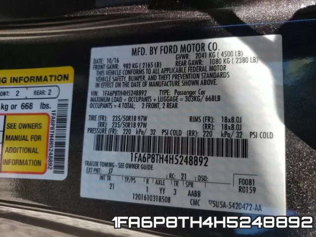 1FA6P8TH4H5248892 фото 2
