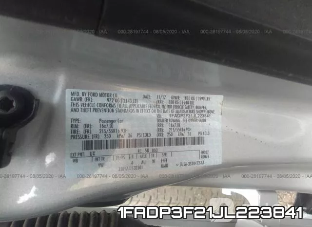 1FADP3F21JL223841 фото 10