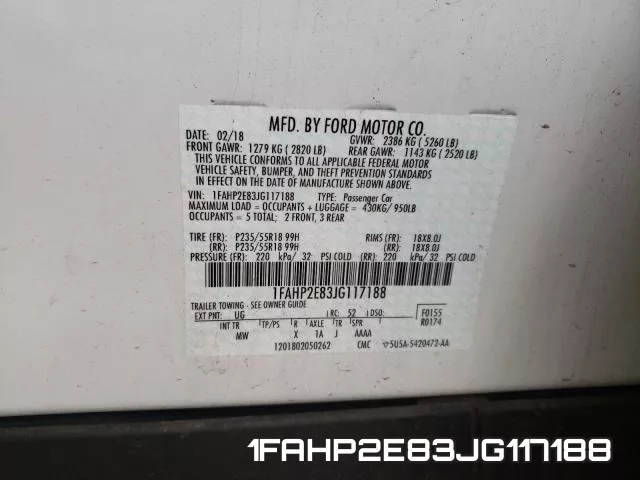 1FAHP2E83JG117188 фото 2