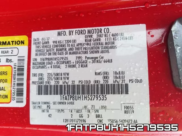 1FATP8UH1H5279535 фото 2