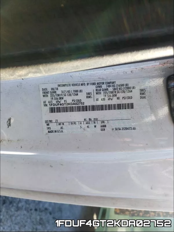 1FDUF4GT2KDA02752 фото 2
