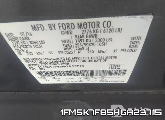 1FM5K7F85HGA23715 фото 9