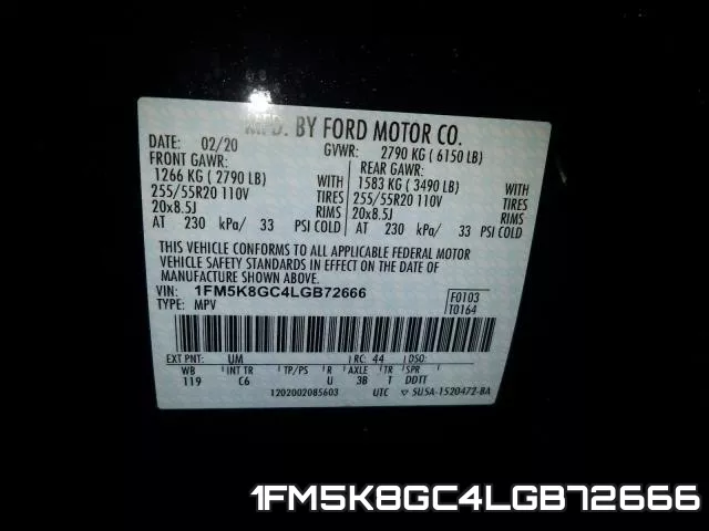 1FM5K8GC4LGB72666 фото 2