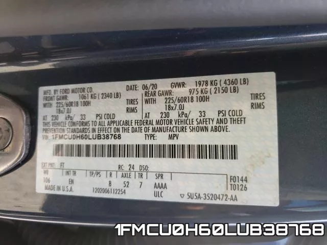 1FMCU0H60LUB38768 фото 2