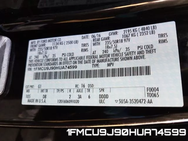 1FMCU9J90HUA74599 фото 2