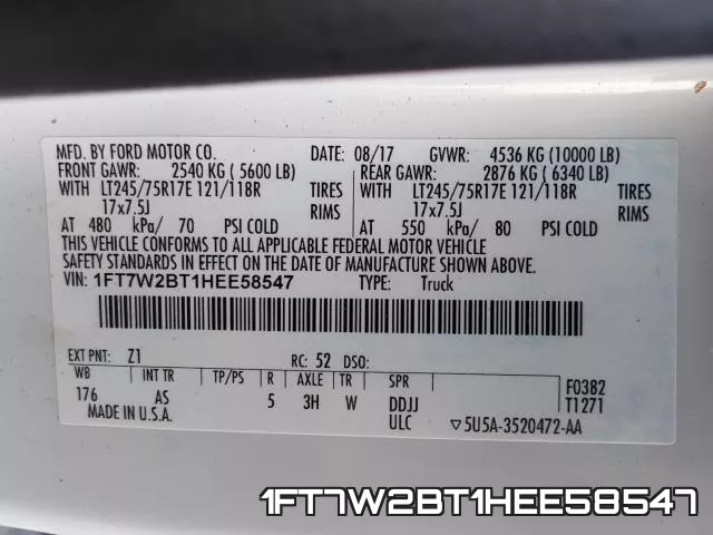 1FT7W2BT1HEE58547 фото 2