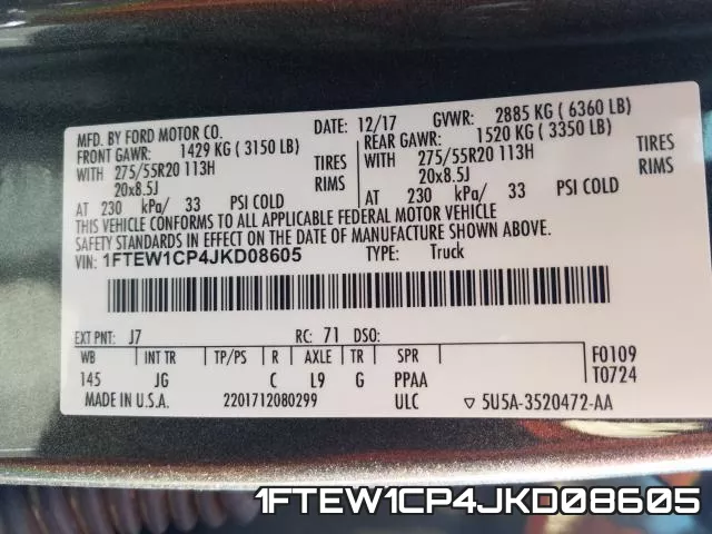 1FTEW1CP4JKD08605 фото 2