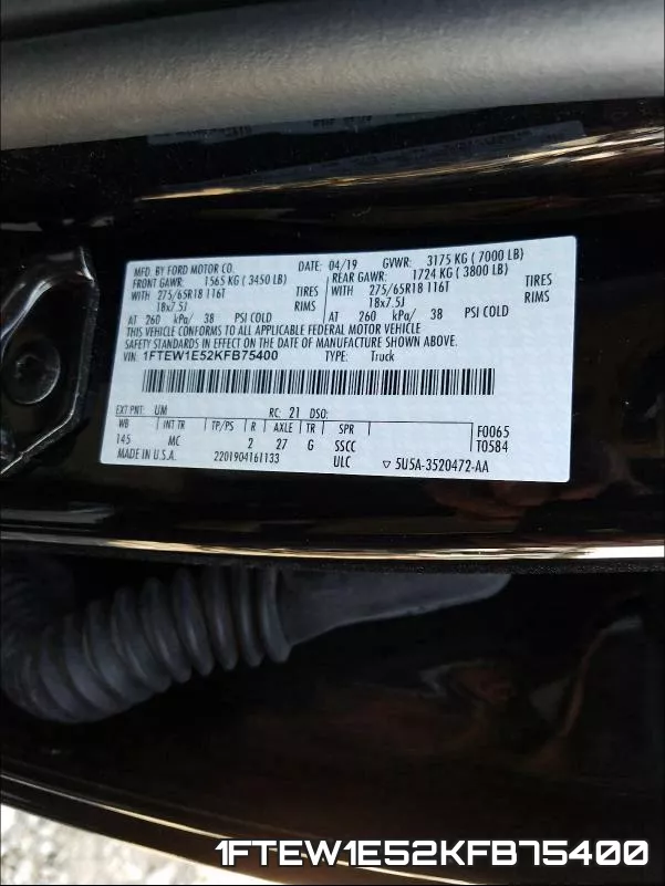1FTEW1E52KFB75400 фото 2