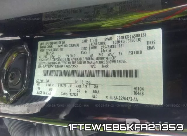 1FTEW1EB6KFA27353 фото 10