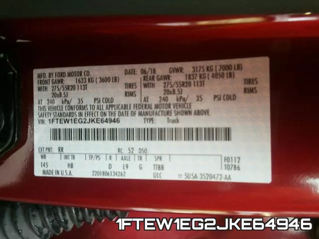 1FTEW1EG2JKE64946 фото 2