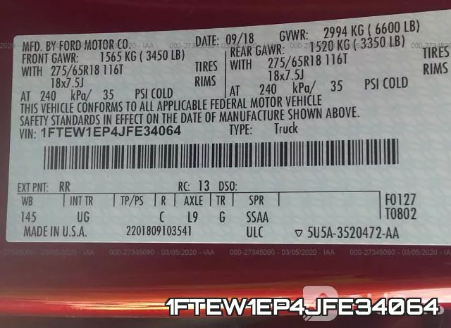 1FTEW1EP4JFE34064 фото 9