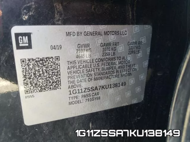 1G11Z5SA7KU138149 фото 2