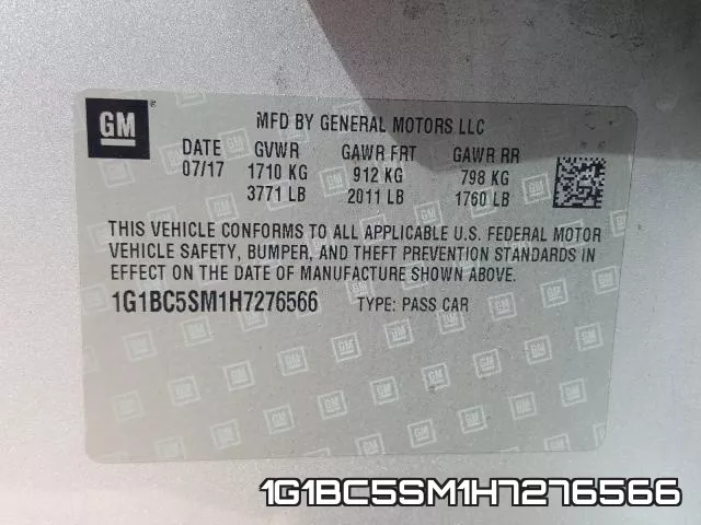 1G1BC5SM1H7276566 фото 2