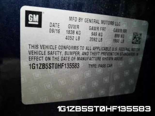 1G1ZB5ST0HF135583 фото 2