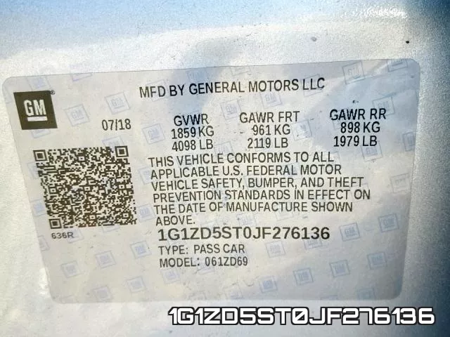 1G1ZD5ST0JF276136 фото 2