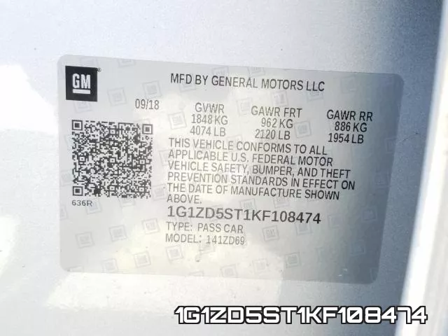1G1ZD5ST1KF108474 фото 2
