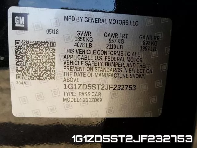 1G1ZD5ST2JF232753 фото 2