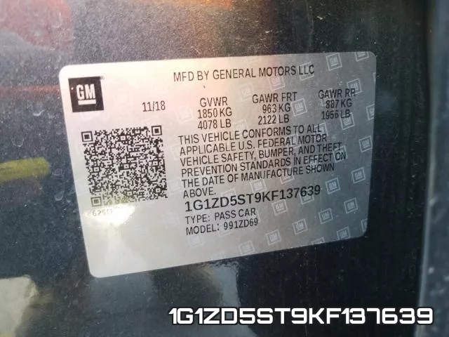 1G1ZD5ST9KF137639 фото 2