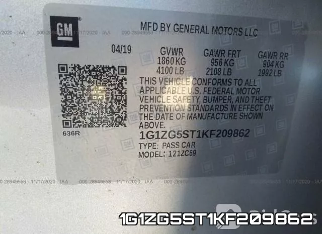 1G1ZG5ST1KF209862 фото 10