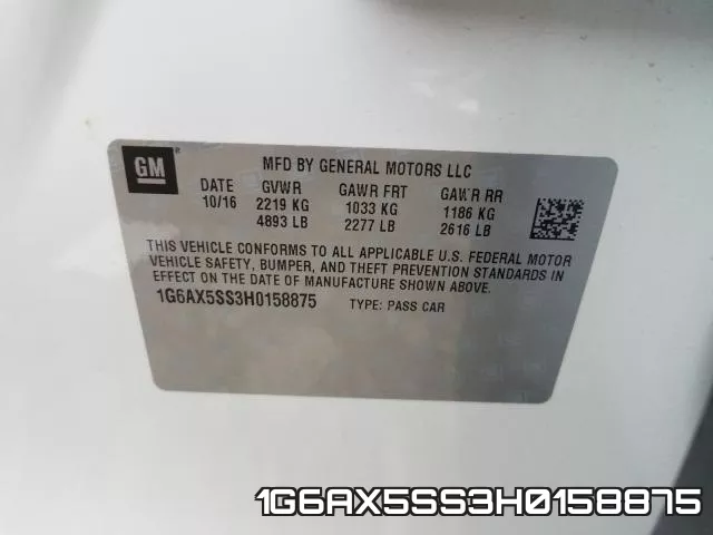 1G6AX5SS3H0158875 фото 2