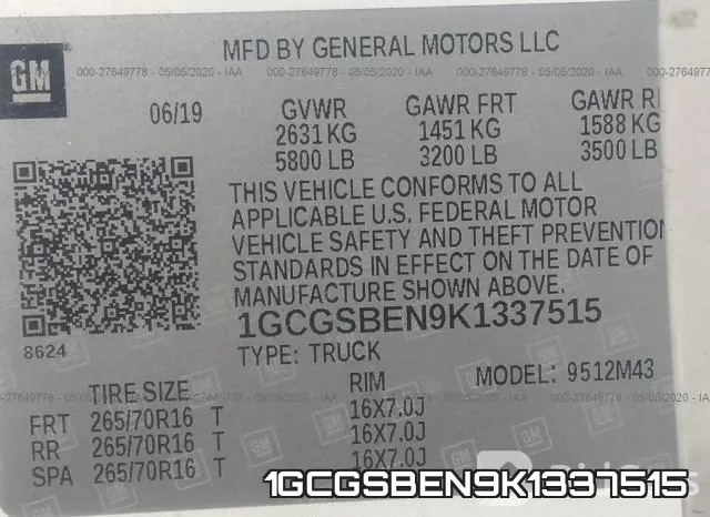 1GCGSBEN9K1337515 фото 10
