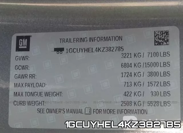 1GCUYHEL4KZ382785 фото 10