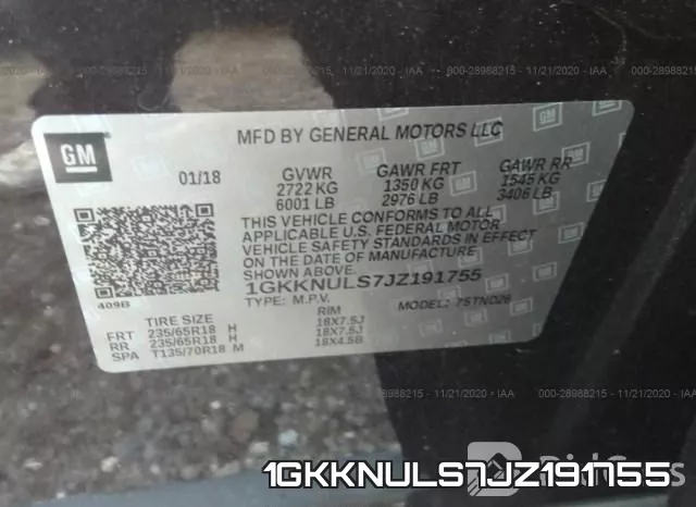 1GKKNULS7JZ191755 фото 10