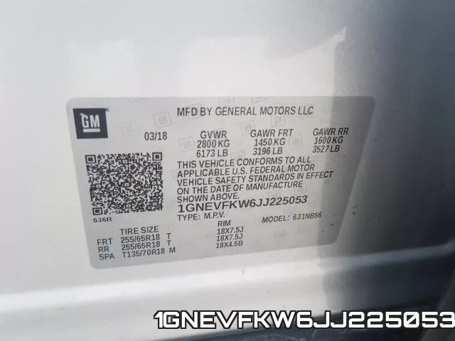 1GNEVFKW6JJ225053 фото 2