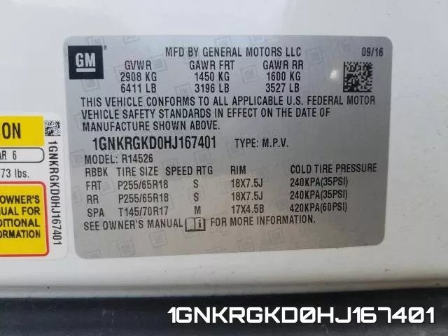 1GNKRGKD0HJ167401 фото 2