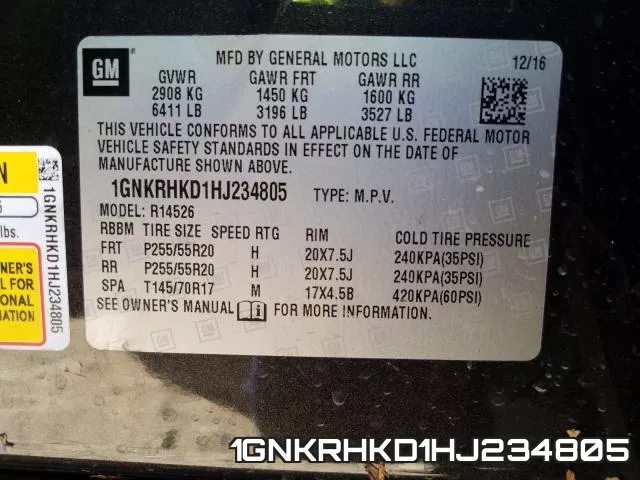 1GNKRHKD1HJ234805 фото 2