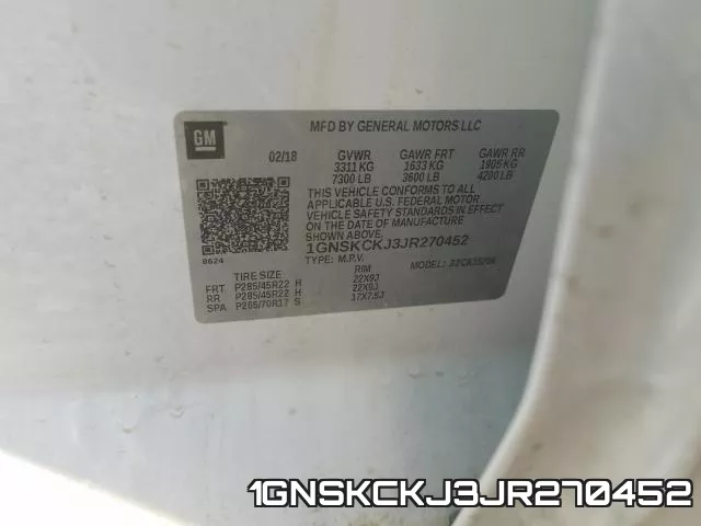1GNSKCKJ3JR270452 фото 2