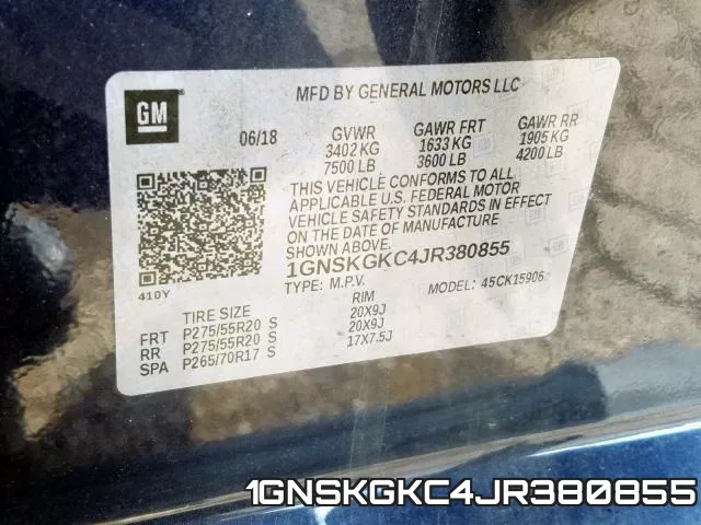 1GNSKGKC4JR380855 фото 2