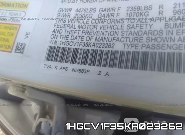 1HGCV1F35KA023262 фото 10