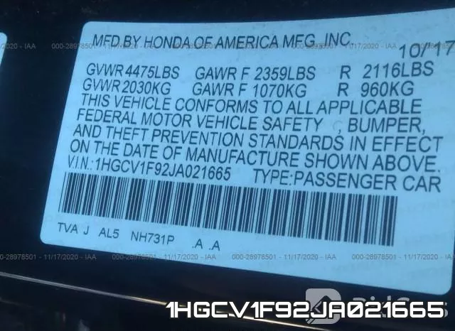 1HGCV1F92JA021665 фото 10