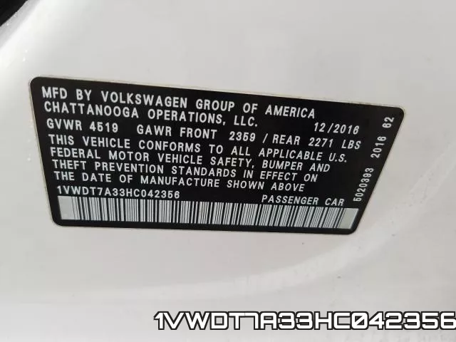 1VWDT7A33HC042356 фото 2