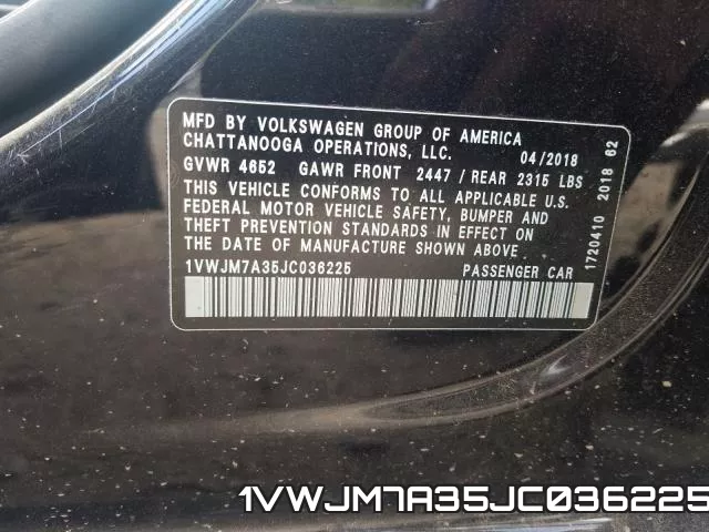 1VWJM7A35JC036225 фото 2