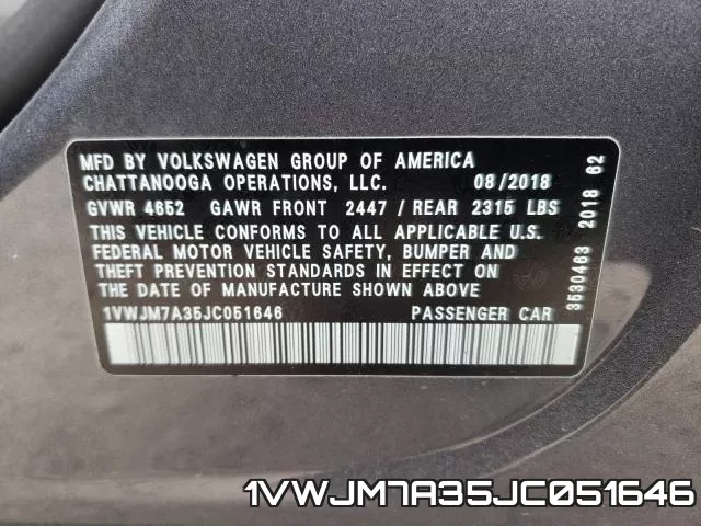 1VWJM7A35JC051646 фото 2
