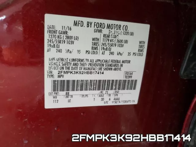 2FMPK3K92HBB17414 фото 2