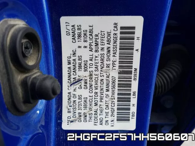 2HGFC2F57HH560607 фото 2