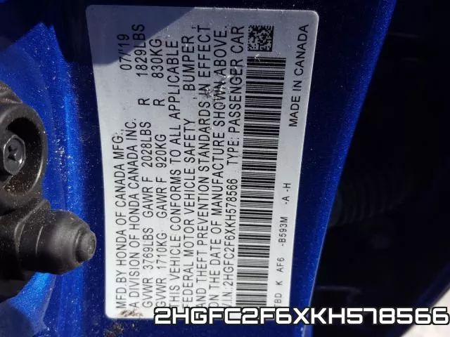 2HGFC2F6XKH578566 фото 2